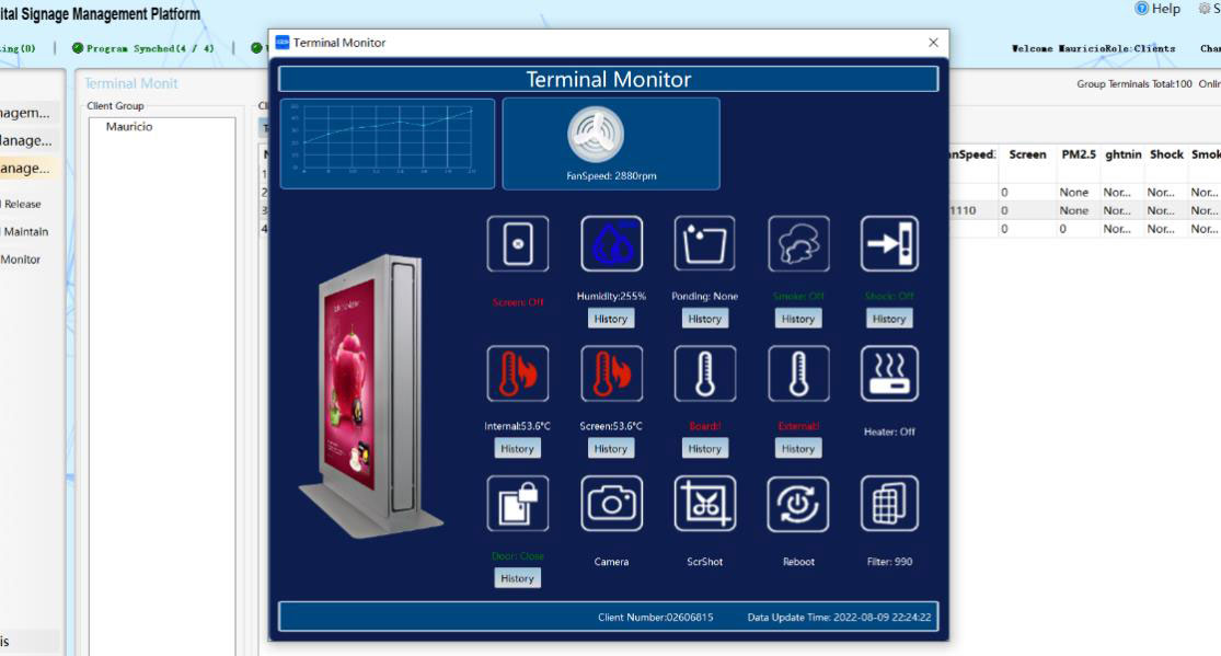 XDS outdoor display environment monitoring cms